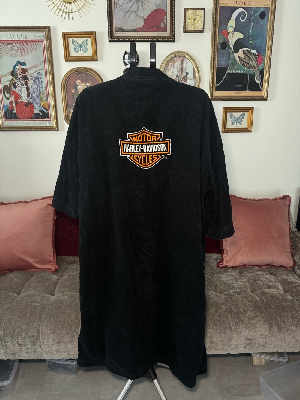 Harley-Davidson Black Terry Logo Robe with White Embroidery